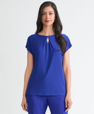 Women's Diamond-Neck Short-Sleeve Top, Regular & Petite