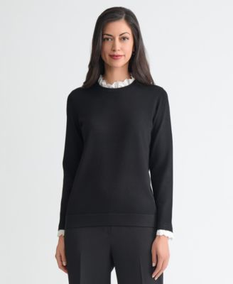 Women's Ruffle-Lace Collar Long-Sleeve Sweater 