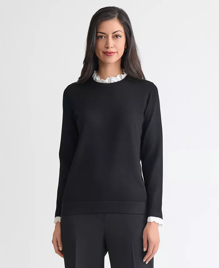 Women's Ruffle-Lace Collar Long-Sleeve Sweater - thumbnail 3