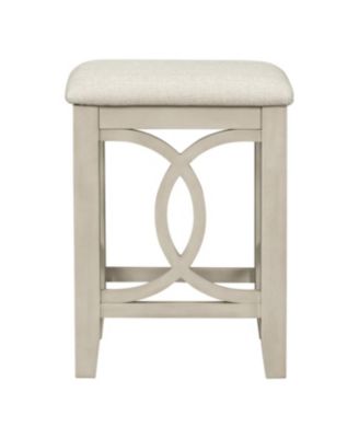 Rubber Wood, MDF Farmhouse Counter Height Dining Set with USB & Upholstered Stools