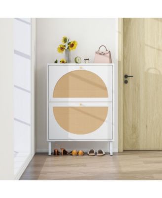 Streamdale 2 Door Shoe Rack, Rattan, Double Layer, Suitable for Living Room, Hallway