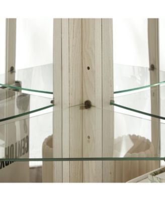 Lighted Corner Curio Cabinet - Glass Display, Adjustable Shelves - WHITE