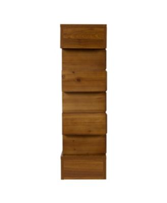 Geometric Block Stacked Wood Console Table with Warm Natural Finish