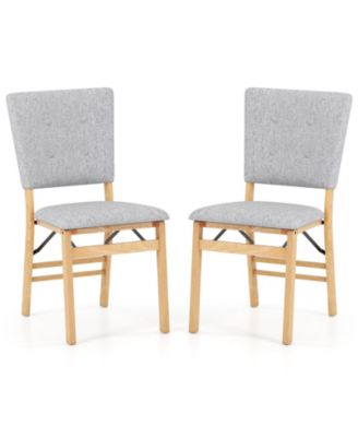 Foldable Dining Chair Set of 4 w/Padded Seat & Tilt Backrest Rubber Wood Legs