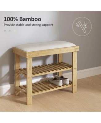 Wooden Frame Shoe Organizer with Two Shelves