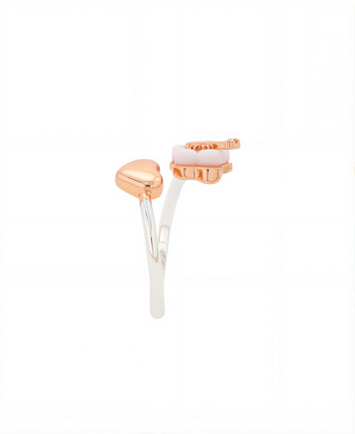 Lilo Stitch Rose Gold Heart Bypass Ring