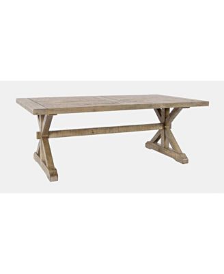 Carlyle Crossing Modern Rustic Distressed Solid Wood Coffee Table with Trestle