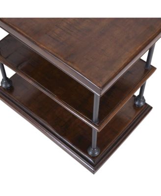 Larson Modern Industrial Solid Wood Chairside End Table with Storage