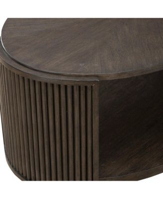 City View Oval Cocktail Table for Living Room- Coffee Bean Oak Wood