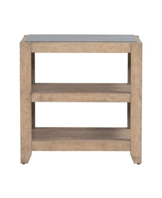 Millstone Chairside Table with Unique Tile Top for Living Room - Nutmeg Oak Wood