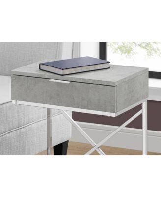 Accent Table, Side, End, Nightstand, Lamp, Storage Drawer, Living Room, Bedroom, Grey Laminate, Chrome Metal, Contemporary, Modern