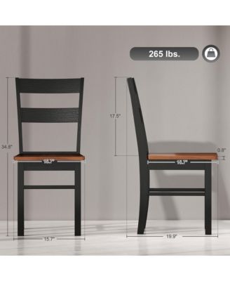 Farmhouse Armless Dining Chairs, Set of 2 with Open Back, Light