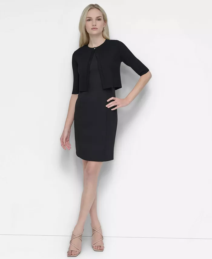 Women's Cropped Elbow Sleeve Snap Front Shrug - thumbnail 6