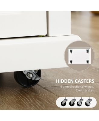 36" Mobile Kitchen Island Serving Cart w/ Cabinet & 2 Towel Racks,