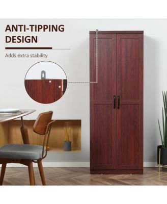 63" Kitchen Pantry, Storage Cabinet with 2 Doors, Adjustable Shelves