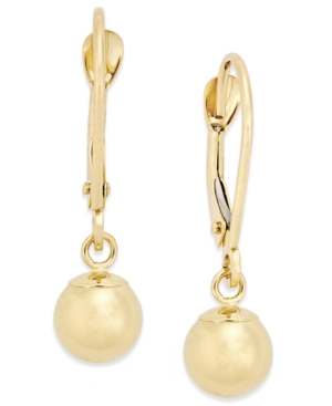 image of Round Ball Drop Earrings in 10k Gold
