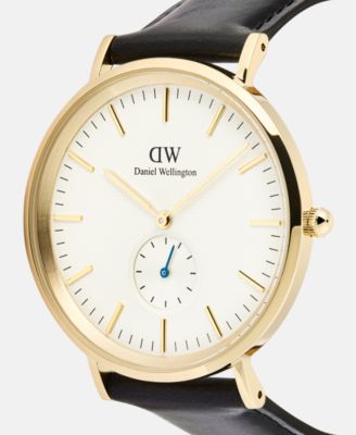 Men's Analog Black Leather Watch, 40mm