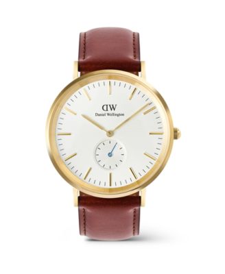 Men's Analog Brown Leather Watch, 40mm