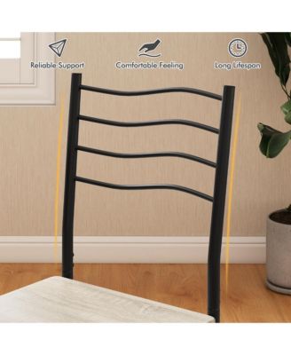 5 Piece Dining Table Set 29.5" with 4 Chairs Wood Metal Kitchen Breakfast Furniture