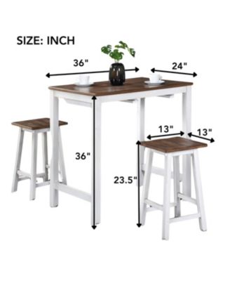 Streamdale 3 Pieces Counter Set Hanging Stool Easy To Clean For Small Space