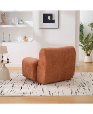 Orange Chenille Oversized Accent Reading Lounge Chair with Deep Seats