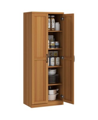 63" Kitchen Pantry, Storage Cabinet with 2 Doors, Adjustable Shelves