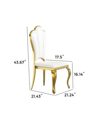 Streamdale Dining chair stainless steel legs with white PU leather set of 2pcs