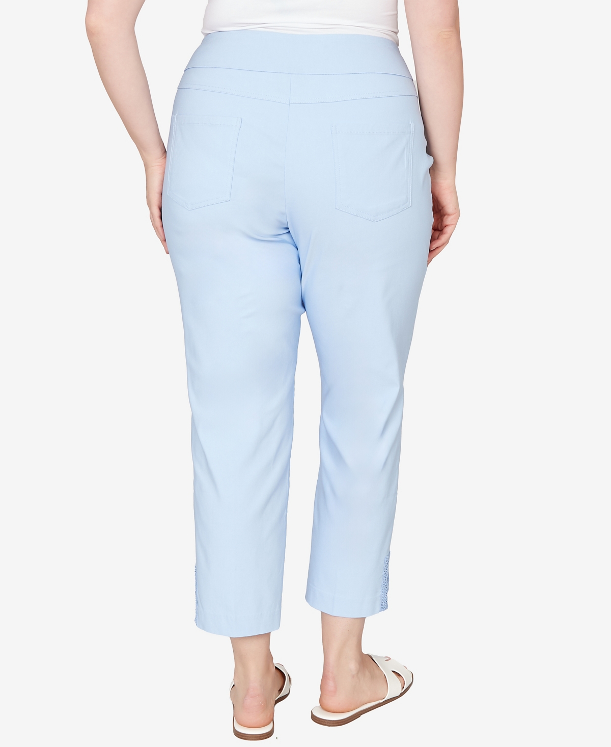 Ruby Rd. Plus Lace Trim Pull On Silky Tech Ankle Pants