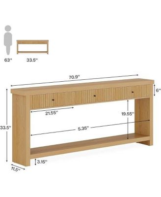 70.9 inch Console Table with 3 Drawers, Extra Long Entryway Table
