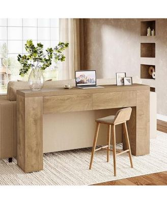 63-Inch Wooden Console Table with 2 Hidden Drawers