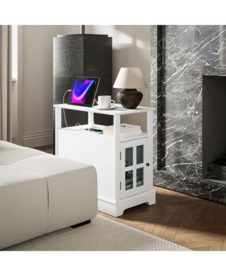 Side Table with Charging Station and USB Ports