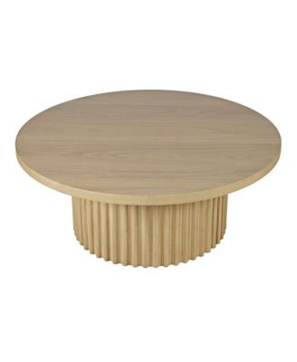 40" Round Mid-Century Modern Fluted Pedestal Base Coffee Table