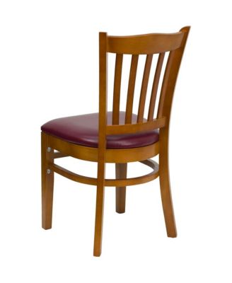 2 Pack Vertical Slat Back Wooden Restaurant Chair