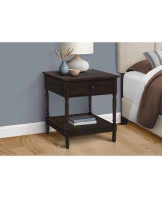 Accent Table, 2 Tier, End, Side Table, Square, Nightstand, Bedroom, Lamp, Brown Veneer, Traditional