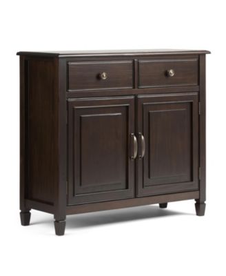 Handcrafted Solid Wood Cabinet with Dark Chestnut Brown Finish 2 Drawers and Adjustable Shelves
