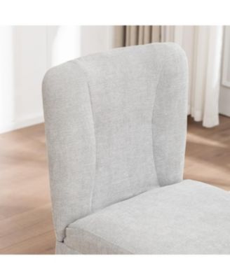 Linen Dining Chairs, Modern Fabric Side Chairs, Padded Seat, Set of 2 (Gray