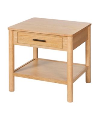 Wood Side Table with Storage - Light Luxury