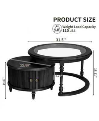 Streamdale Modern Nesting Coffee Table Set with Glass and Solid Wood Frame