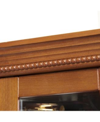 Lighted Corner Curio Cabinet - Glass Display Shelf - OAK