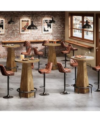 Bar Table, 37.4" High Round Pub Table for Small Spaces, Kitchen, Dining Room (Only Table)