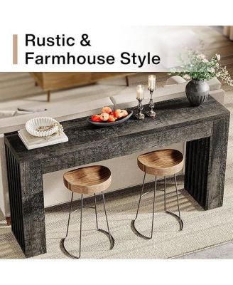 59-Inch Long Wooden Console Sofa Table Behind The Couch with Vertical Slat Legs for Entrance