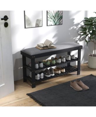 Hallway Shoe Bench with 2-Tier Storage and Seat