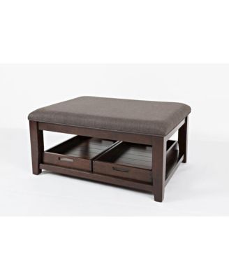 Twin Cities Contemporary Brown 38" Upholstered Ottoman Coffee Table