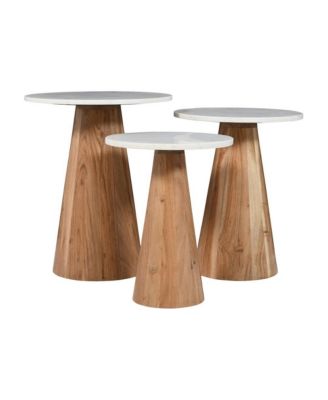 Nolan Marble Top Three Pack Solid Wood Accent Table Set