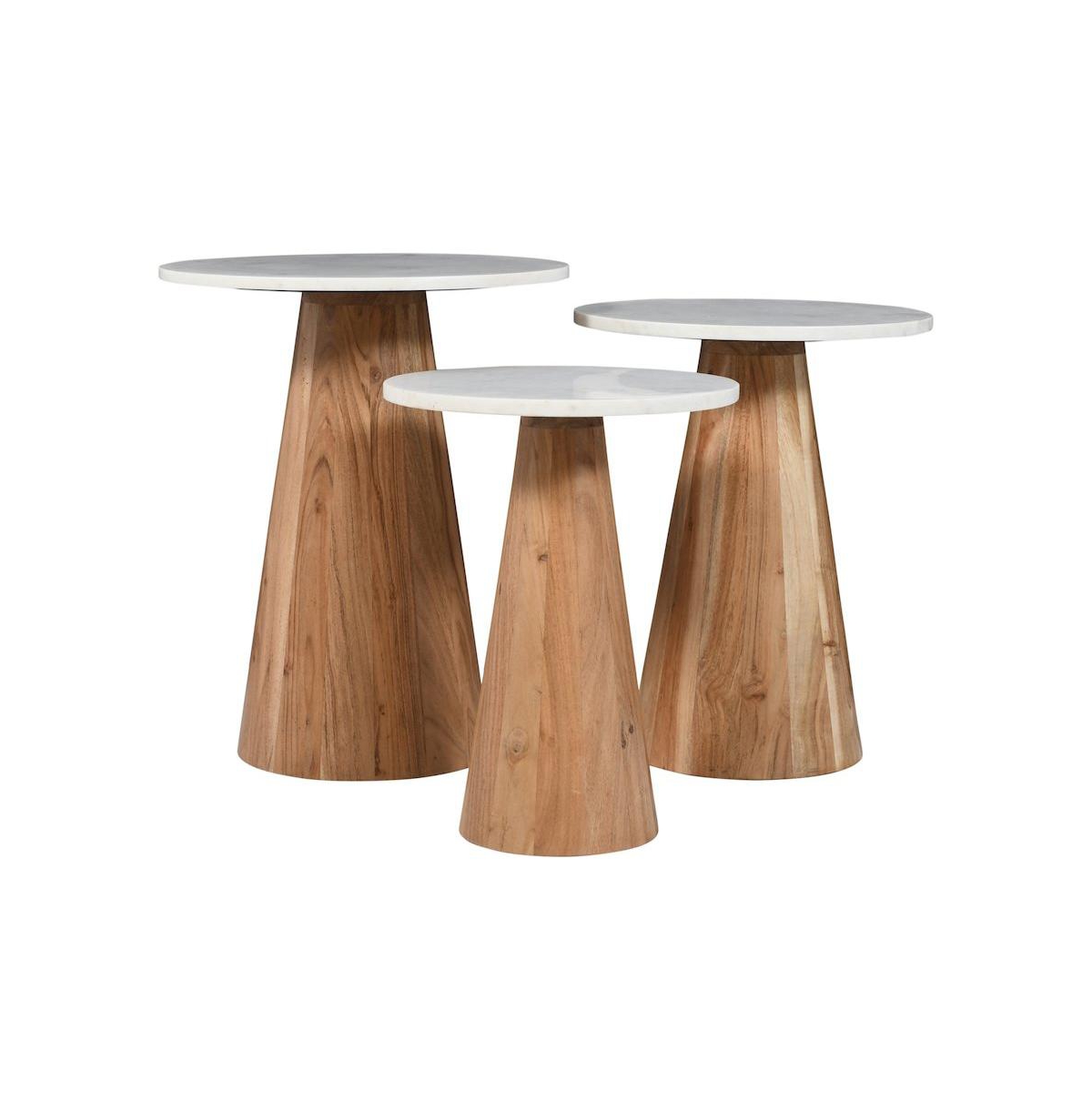Jofran Nolan Marble Top Three Pack Solid Wood Accent Table Set