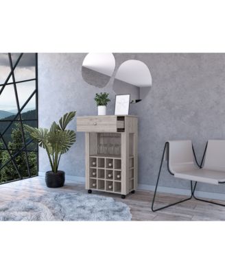 12 - Bottle Wine Cabinet with Four Legs Open Shelf and 27.44in Top