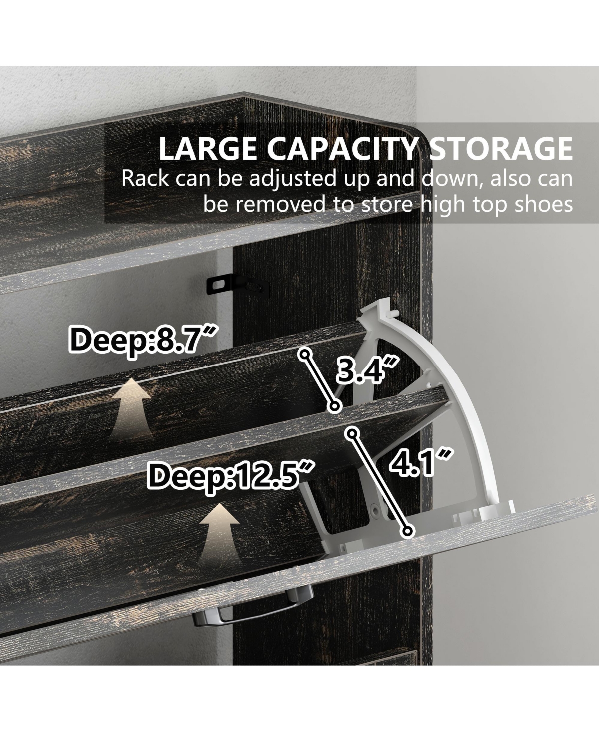 Lovmor Ultra Slim Shoe Cabinet 2 Drawer Entryway Storage Rack Narrow Rustic Brown