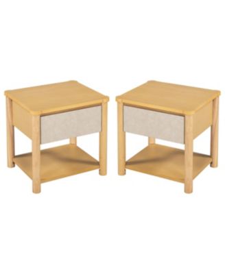 Modern King Bed Frame Set with 2 Wood Nightstands