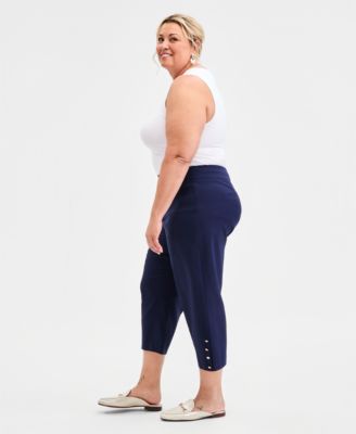 Plus Size Side-Button Capri Pants, Macy's Exclusive