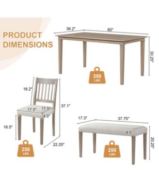 Retro 6-Piece Dining Set: Table, 4 Chairs & Bench